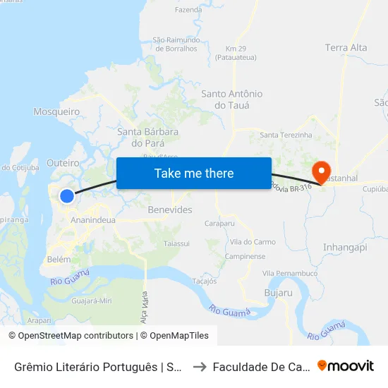 Grêmio Literário Português | Sentido Norte to Faculdade De Castanhal map