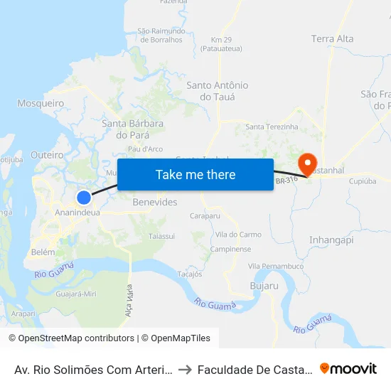 Av. Rio Solimões Com Arterial 5b to Faculdade De Castanhal map