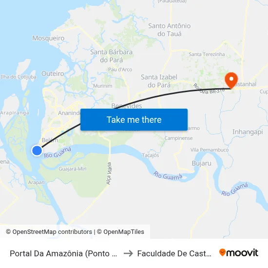 Portal Da Amazônia (Ponto Norte) to Faculdade De Castanhal map