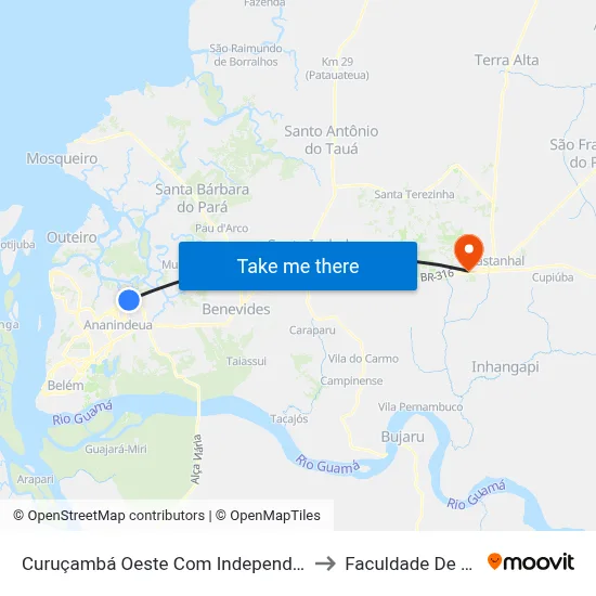 Curuçambá Oeste Com Independência | Sentido Sul to Faculdade De Castanhal map