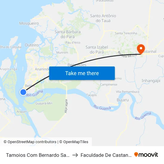 Tamoios Com Bernardo Sayão to Faculdade De Castanhal map