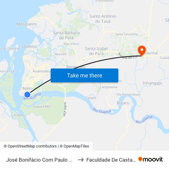 José Bonifácio Com Paulo Cícero to Faculdade De Castanhal map