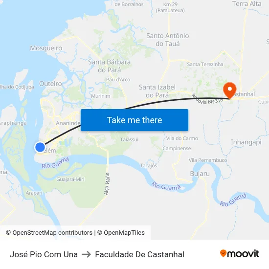 José Pio Com Una to Faculdade De Castanhal map