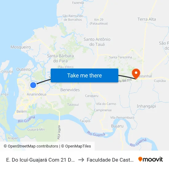 E. Do Icuí-Guajará Com 21 De Abril to Faculdade De Castanhal map
