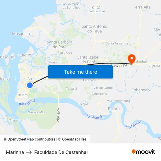 Marinha to Faculdade De Castanhal map