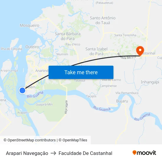 Arapari Navegação to Faculdade De Castanhal map