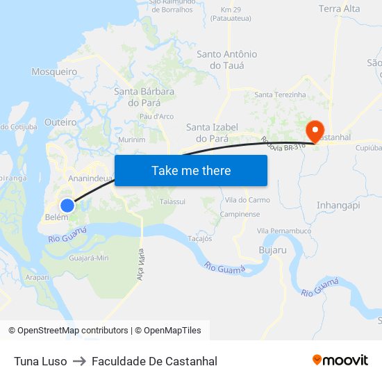 Tuna Luso to Faculdade De Castanhal map