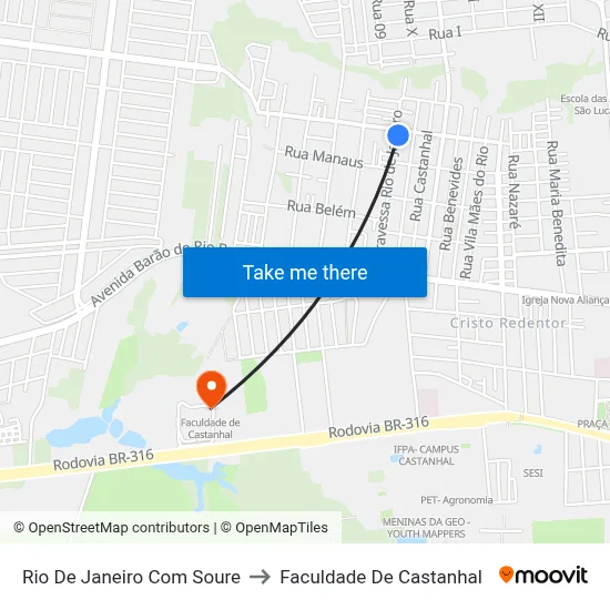 Rio De Janeiro Com Soure to Faculdade De Castanhal map