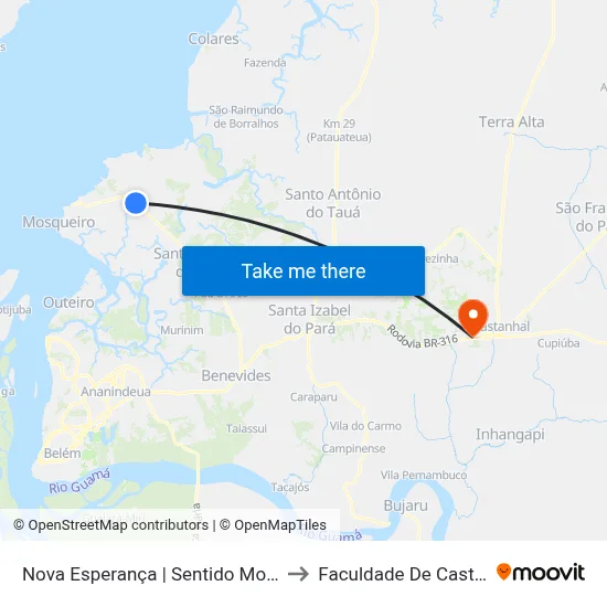 Nova Esperança | Sentido Mosqueiro to Faculdade De Castanhal map