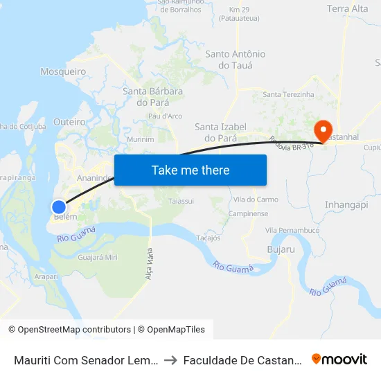 Mauriti Com Senador Lemos to Faculdade De Castanhal map