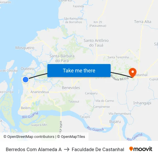 Berredos Com Alameda A to Faculdade De Castanhal map