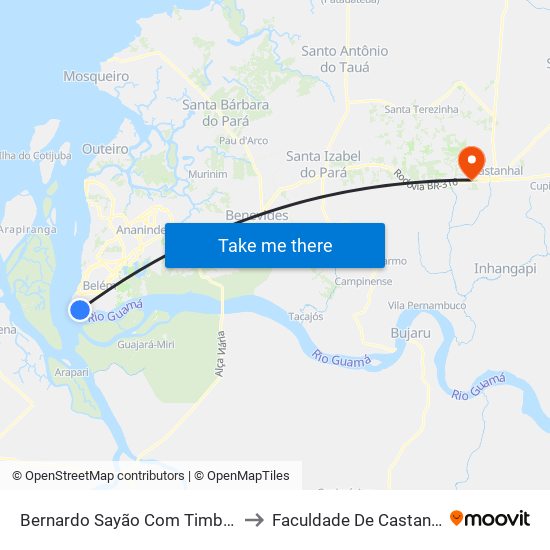 Bernardo Sayão Com Timbiras to Faculdade De Castanhal map
