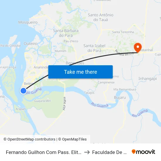 Fernando Guilhon Com Pass. Elite | Sentido Norte to Faculdade De Castanhal map