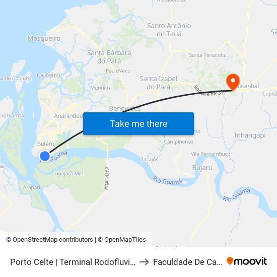 Porto Celte | Terminal Rodofluvial De Belém to Faculdade De Castanhal map
