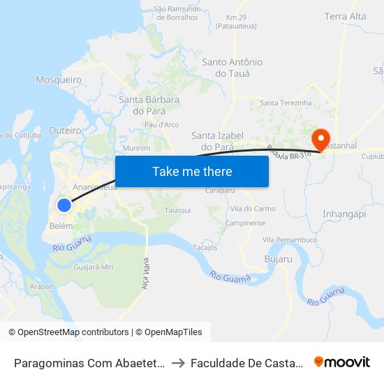 Paragominas Com Abaetetuba to Faculdade De Castanhal map