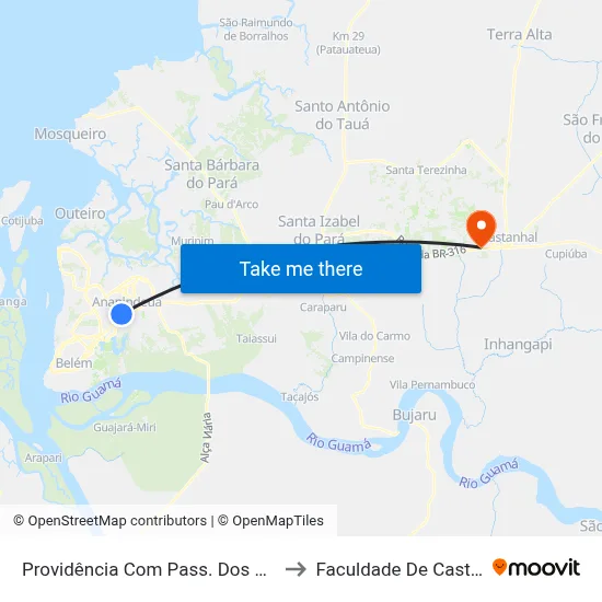 Providência Com Pass. Dos Milagres to Faculdade De Castanhal map