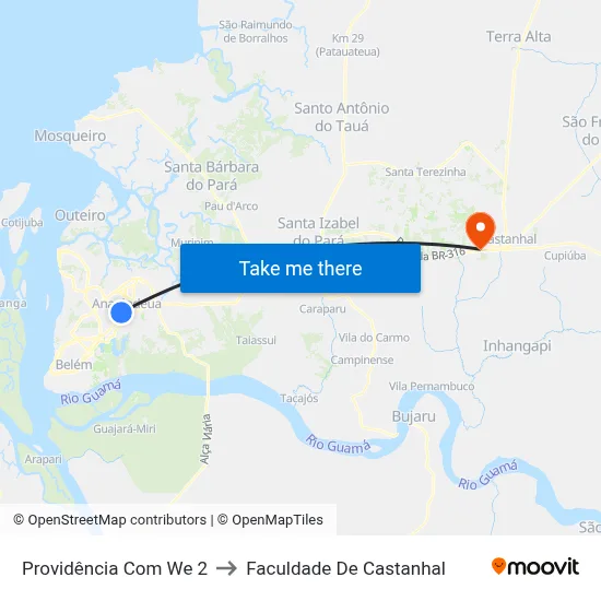 Providência Com We 2 to Faculdade De Castanhal map