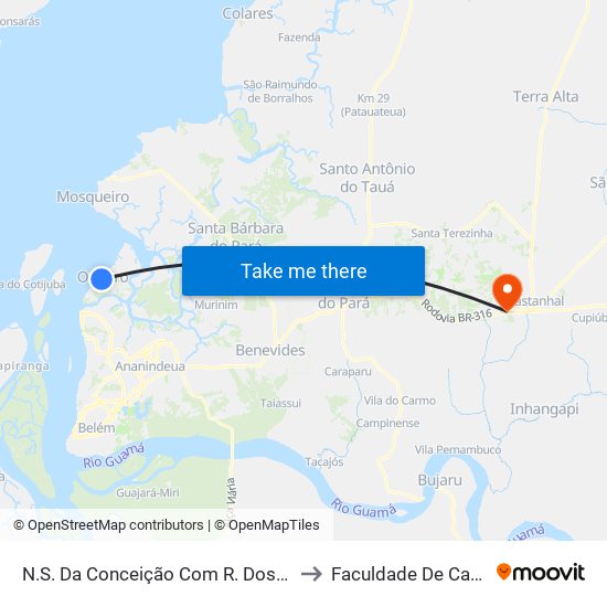 N.S. Da Conceição Com R. Dos Coqueiros to Faculdade De Castanhal map