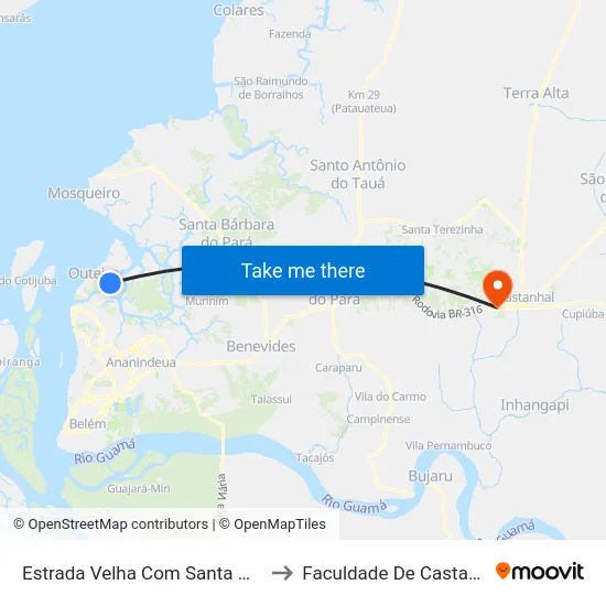 Estrada Velha Com Santa Maria to Faculdade De Castanhal map