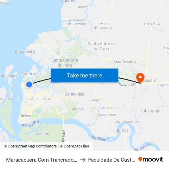 Maracacuera Com Trancredo Neves to Faculdade De Castanhal map