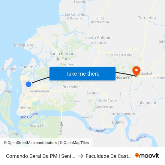 Comando Geral Da PM | Sentido Sul to Faculdade De Castanhal map