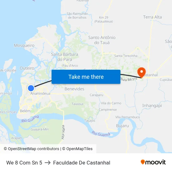 We 8 Com Sn 5 to Faculdade De Castanhal map