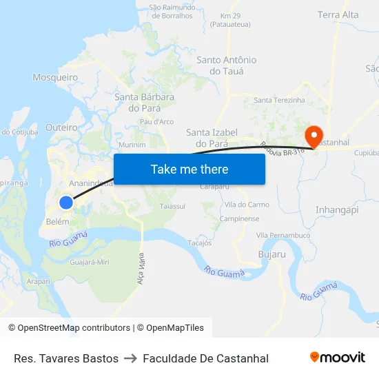 Res. Tavares Bastos to Faculdade De Castanhal map