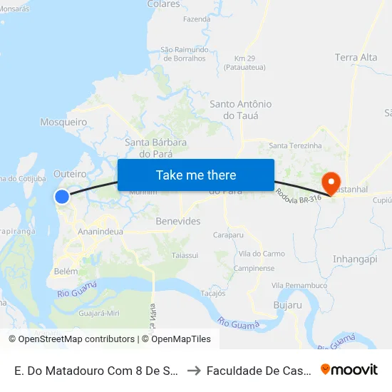 E. Do Matadouro Com 8 De Setembro to Faculdade De Castanhal map
