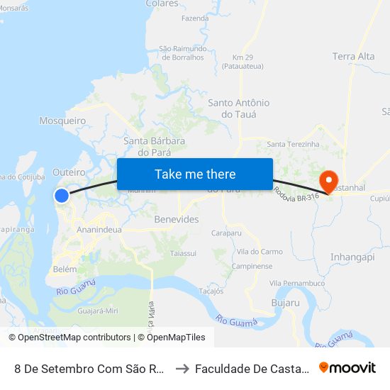 8 De Setembro Com São Roque to Faculdade De Castanhal map