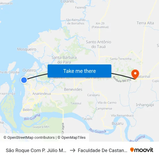 São Roque Com P. Júlio Maria to Faculdade De Castanhal map