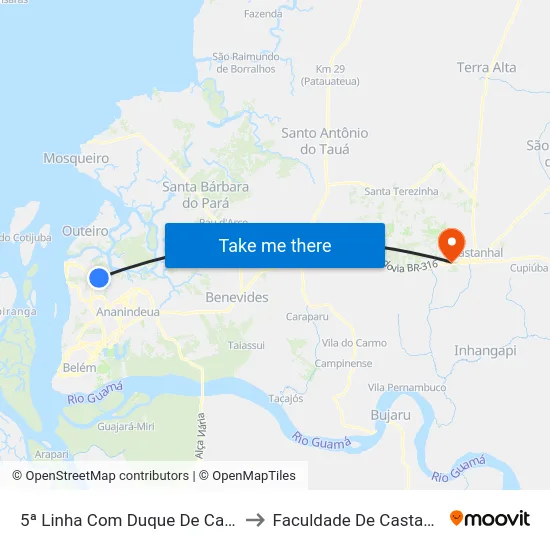 5ª Linha Com Duque De Caxias to Faculdade De Castanhal map