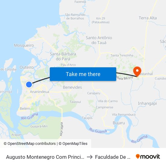 Augusto Montenegro Com Principal (Cj. Maguari) to Faculdade De Castanhal map