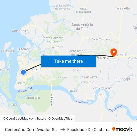 Centenário Com Aviador Seda to Faculdade De Castanhal map