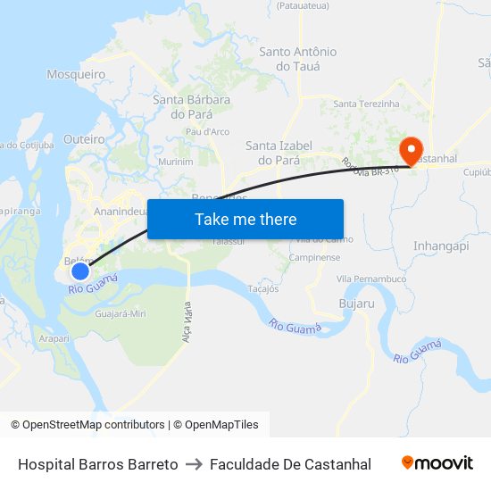 Hospital Barros Barreto to Faculdade De Castanhal map