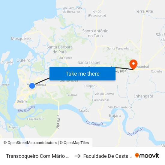 Transcoqueiro Com Mário Covas to Faculdade De Castanhal map
