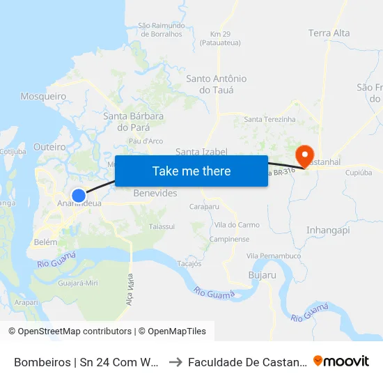 Bombeiros | Sn 24 Com We 74 to Faculdade De Castanhal map