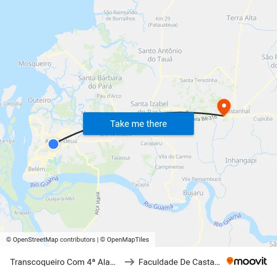 Transcoqueiro Com 4ª Alameda to Faculdade De Castanhal map
