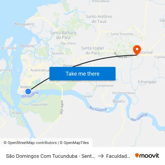 São Domingos Com Tucunduba - Sentido Norte | Feira São Domingos (Tucunduba) to Faculdade De Castanhal map
