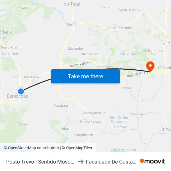 Posto Trevo | Sentido Mosqueiro to Faculdade De Castanhal map