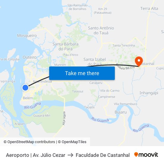 Aeroporto | Av. Júlio Cezar to Faculdade De Castanhal map