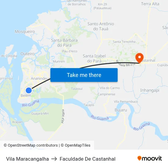 Vila Maracangalha to Faculdade De Castanhal map