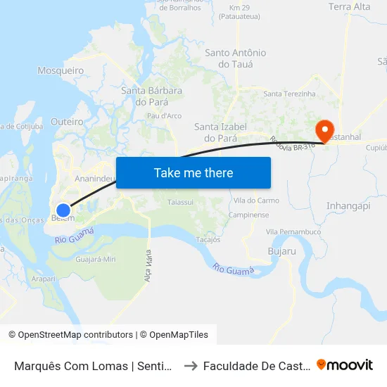 Marquês Com Lomas | Sentido Norte to Faculdade De Castanhal map
