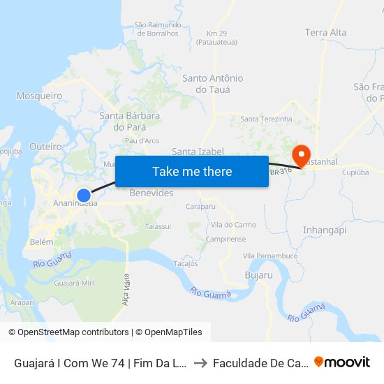 Guajará I Com We 74 | Fim Da Linha Guajará to Faculdade De Castanhal map