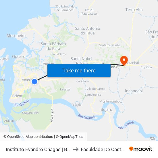 Instituto Evandro Chagas | Br-316 to Faculdade De Castanhal map