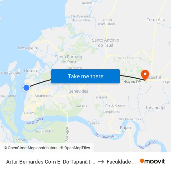 Artur Bernardes Com E. Do Tapanã | Sentido Norte | Subestação Celpa to Faculdade De Castanhal map