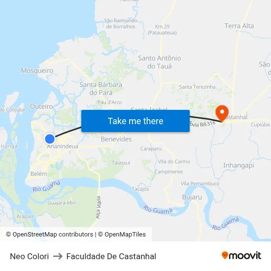 Neo Colori to Faculdade De Castanhal map