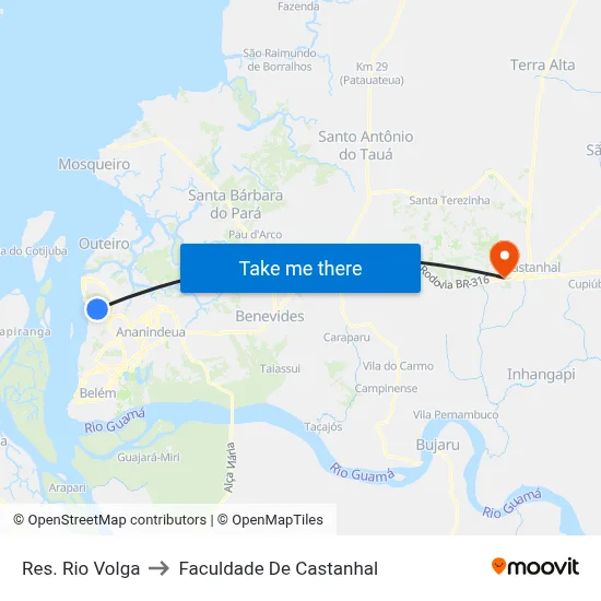 Res. Rio Volga to Faculdade De Castanhal map