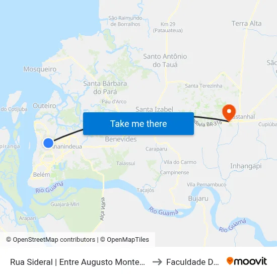 Rua Sideral | Entre Augusto Montenegro E Viela Fé Em Deus to Faculdade De Castanhal map