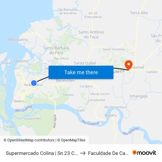 Supermercado Colina | Sn 23 Com We 60 to Faculdade De Castanhal map