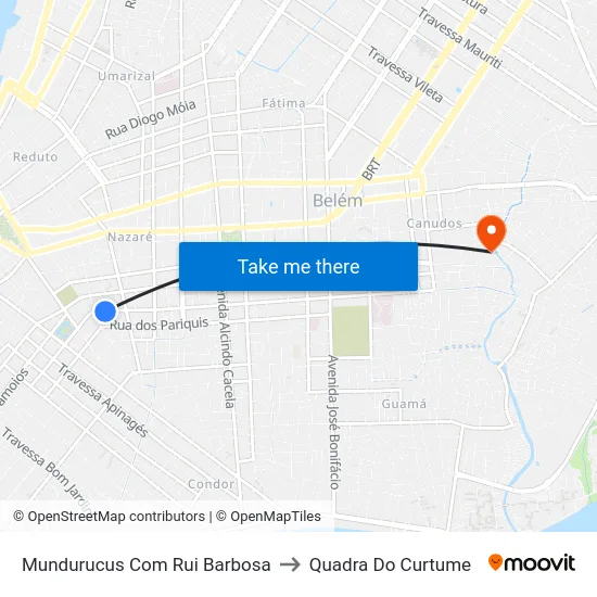Mundurucus Com Rui Barbosa to Quadra Do Curtume map